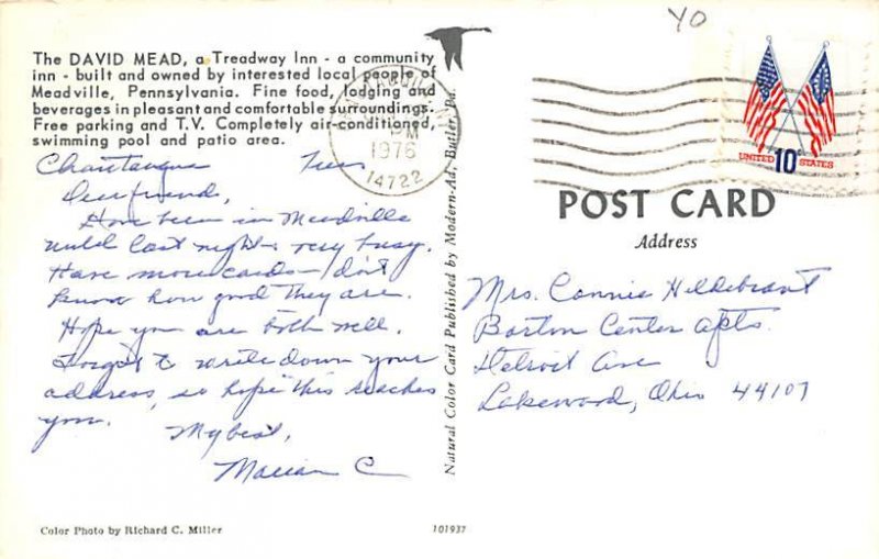 The David Mead, a Treadway Inn Meadville, Pennsylvania PA Postcards