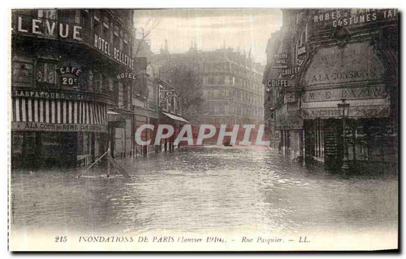 Old Postcard From Paris Gare Floods Rue Pasquier