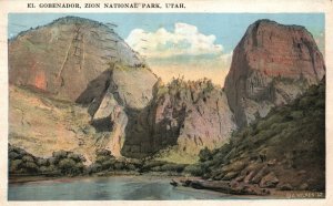1926 El Gobenador Zion National Park Utah UT Sandstone Cliffs Vintage Postcard