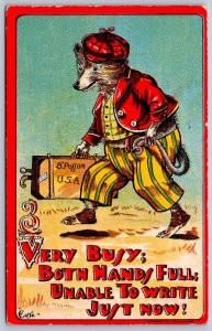 DS1/ Patriotic Postcard c10 Billy Possum President Taft Comic Crite Signed 94