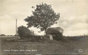 c1930 RPPC Postcard Sweden Utgravd Forngrav, Södra Äkarp, Skåne, Grave Stones