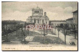 Old Postcard View of the square and the & # 39eglise d & # 39Ars