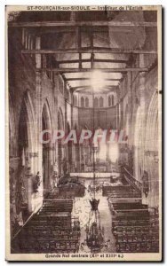 Old Postcard Great Nave Central St Pourcain on Sioule Interior of church