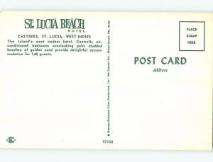 Unused Pre-1980 BEACH AT HOTEL Castries St. Lucia F6028