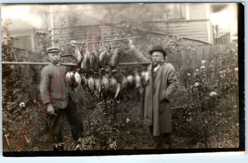 c1910s Bird Game Hunters RPPC Cool Men Pheasant Duck Real Photo Postcard A124