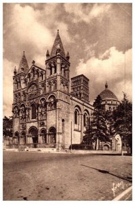 The Cathedral Angouleme France Black And White Postcard