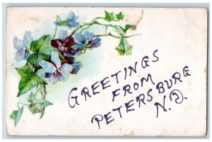 Portal North Dakota ND Postcard Greetings Embossed Flowers Leave 1911 Antique