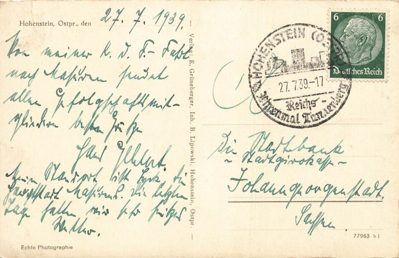 Olszrynwk Poland-Reichsehrenmal Tannenberg-Hindenberg Mausoleum~1939 POSTCARD