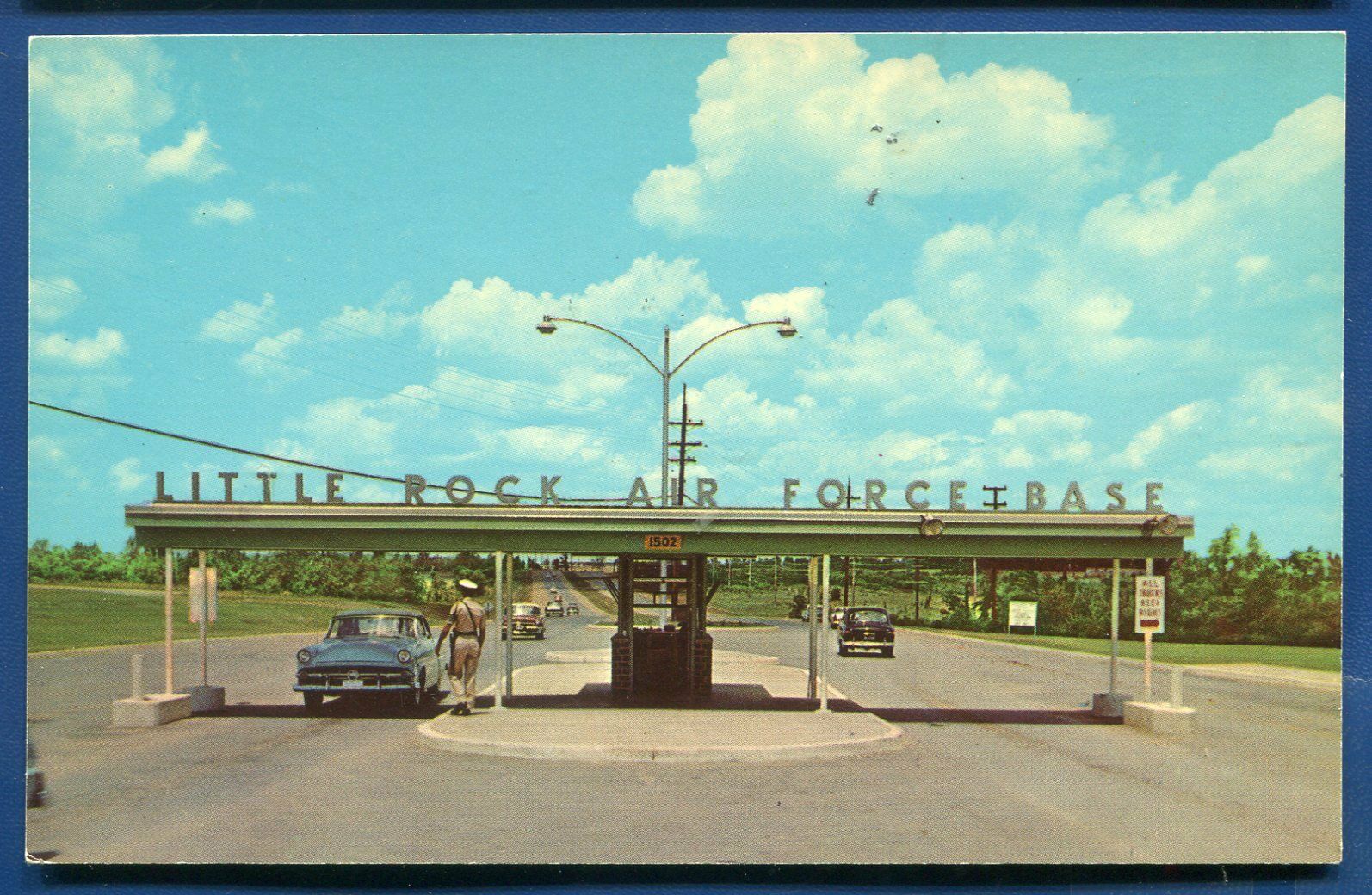 Little Rock Air Force Base Entrance Main Gate old postcard United
