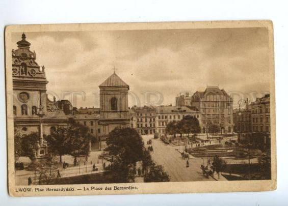 174160 UKRAINE LWOW Plac Bernardynski Vintage postcard