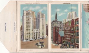 Boston, Massachusetts, Vintage 1937 Linen Folder Postcard, 22 Views