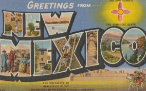 VINTAGE POSTCARD GREETINGS FROM NEW MEXICO EARLY 1950's CARD MINT