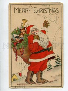 3058212 Red Robe SANTA CLAUS Toys Vintage USA POSTCARD