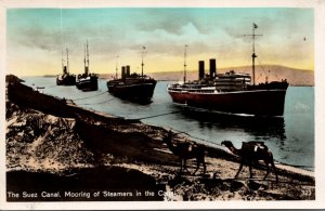 Egypt The Suez Canal Mooring of Steamers In The Canal