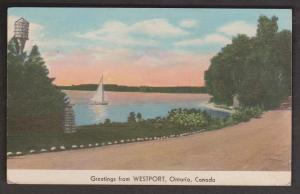 Lake & Sailboat Westport, Ontario 1945 Used