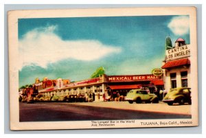 Vintage 1940's Postcard Beer Hall Revolution Ave Tijuana Baja California Mexico