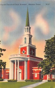 Houston, TX Texas   FOURTH CHURCH OF CHRIST SCIENTIST  ca1940's Linen Postcard