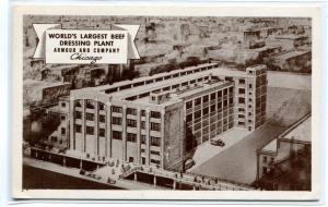 Armour Beef Dressing Plant Chicago Illinois sepia postcard