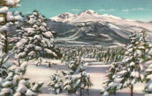 Vintage Postcard Long Peaks In Winter Snow Rocky Mountain National Park Colorado