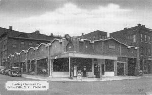 Little Falls NY Darling Chevrolet Dealership Tydol Gas Pumps Postcard