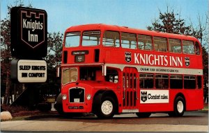 Vtg Knights Inn Motel Bristol Double Decker Bus Advertising Unused Postcard