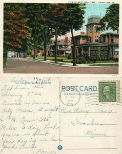 UNION CITY PA WEST HIGH STREET 1928 ANTIQUE POSTCARD