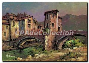 Modern Postcard Sospel (A M) Cote D'Azur Old Bridge barry H Painting