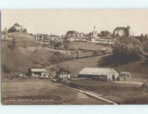 old rppc WIDE VIEW OF TOWN Gruyeres - Greyerz - Fribourg Switzerland HM1703