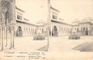 uk42817 granada alhambra patio de los leones spain stereo stereographic card