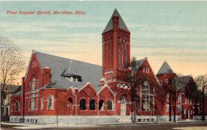 E67/ Meridian Mississippi Postcard c1910 First Baptist Church Building