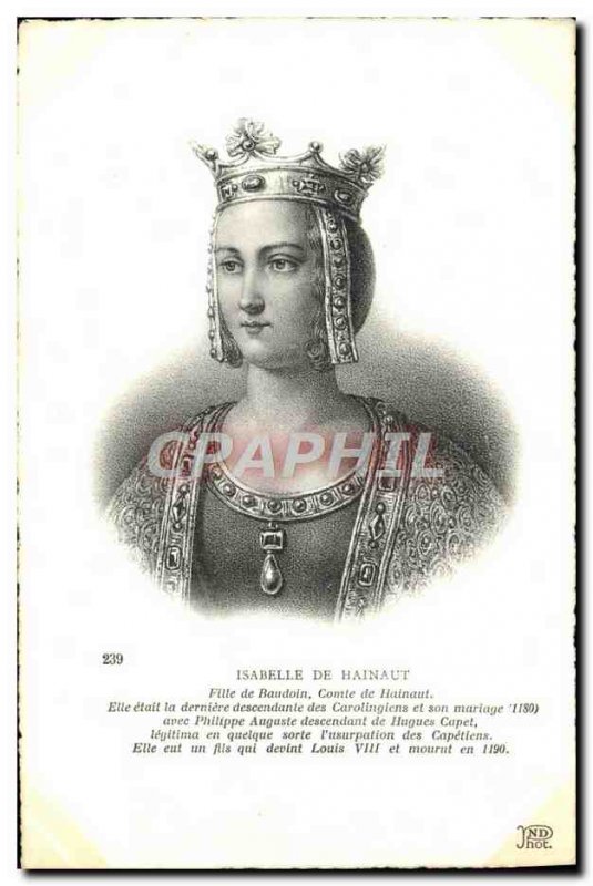 Old Postcard Isabelle De Hainaut