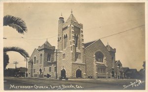 c1910 RPPC Postcard; Methodist Church, Long Beach CA, Daugherty Photo, Unposted