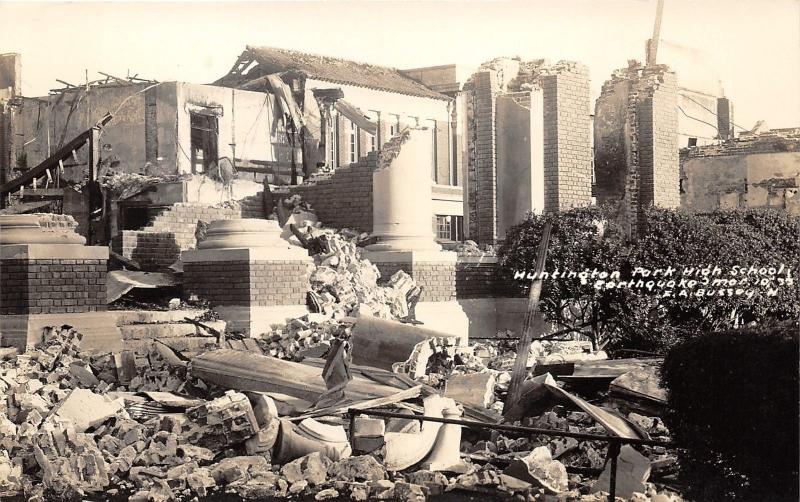 Huntington Park California~High School Destroyed by Earthquake~1933 RPPC