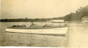 Postcard RPPC View of an Antique Boat on a Lake in Michigan. Trimmed       Y9