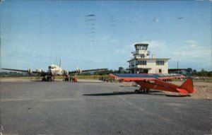 Glens Falls New York NY Warren County Airport Airplanes Chrome Postcard