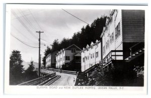 RPPC OCEAN FALLS, British Columbia Canada ~ Burma Road DUPLEX HOMES  Postcard