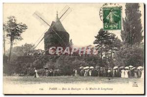 Postcard Old Windmill Paris Bois de Boulogne Longchamp mill