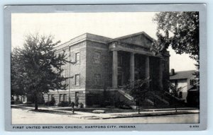 HARTFORD CITY, Indiana IN ~ First UNITED BRETHREN CHURCH c1940s Postcard