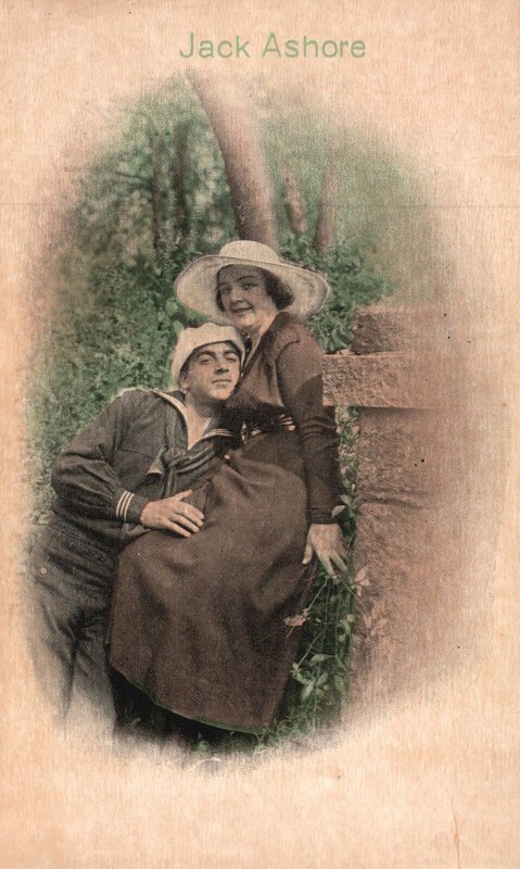 Jack Ashore Lovers Couple Sweet Moments Love & Romance Vintage Postcard