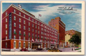 Montreal Canada 1940s Postcard Hotel De LaSalle Street Scene Cars