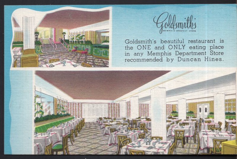 Tennesee Interior GOLDSMITH'S Restaurant in any Memphis Department Store - LINEN