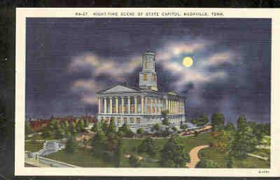 Tennessee colour PC  Night View State Capitol, Nashville, Tenn unused