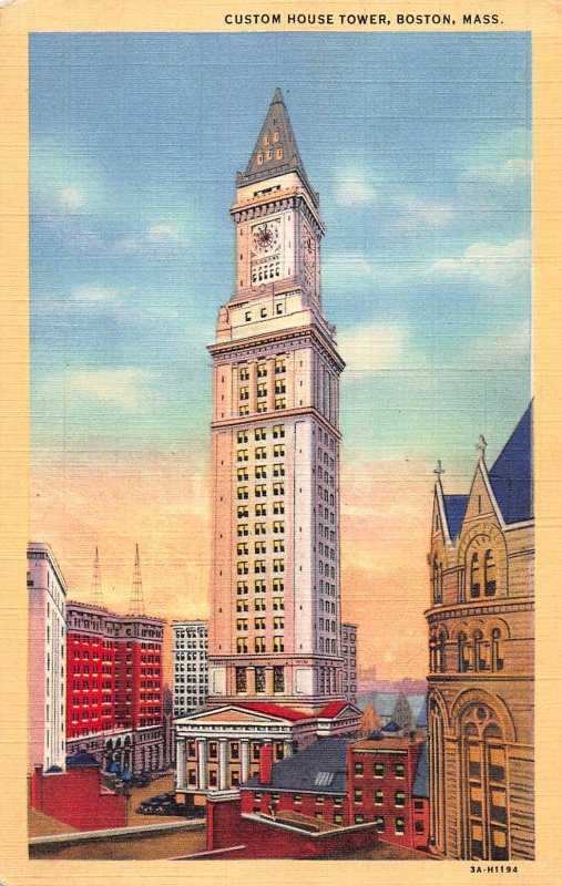 Custom House Tower, Boston, Massachusetts, Early Postcard, Unused