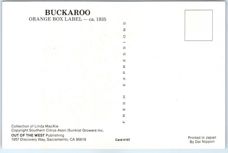 Postcard - Buckaroo, Orange Box Label (ca. 1935)