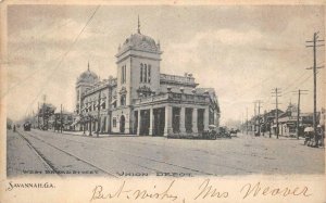 WEST BROAD STREET UNION STATION SAVANNAH GEORGIA TRAIN DEPOT POSTCARD 1907