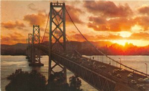 Lot112 california usa san francisco  oakland bay bridge at sunset car