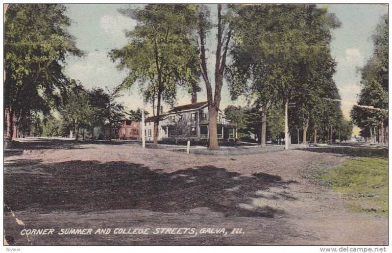 Corner Summer & College Streets, Galva, Illinois, PU-1906