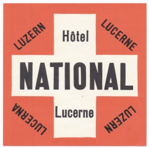Large 1910 Luggage Label Hotel National Lucerne Switzerland Decal