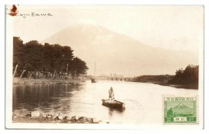 RPPC Mt. Fuji from Suzukawa River, Japan Real Photo Postcard *6T11