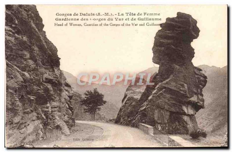 Old Postcard Daluis Gorges De La Tete De Femme Keeper Grooves Var and William